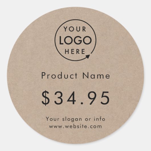 ビジネスロゴ |クラフト素朴価格ラベルシール ラウンドシール (正面)