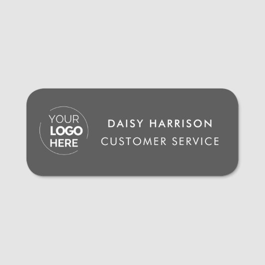 ビジネスロゴ |ダークグレーのカスタム社員スタッフ 名札 (正面)