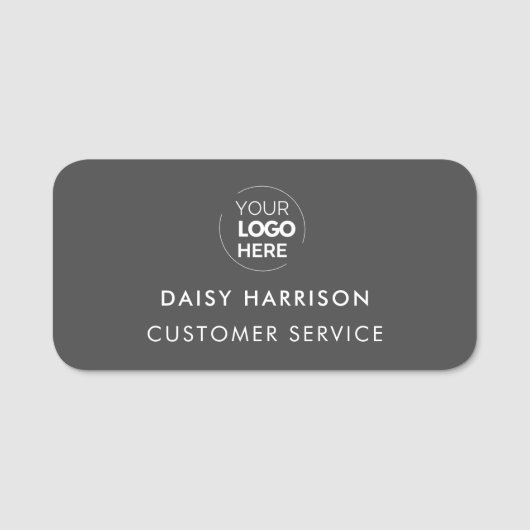 ビジネスロゴ |ダークグレーのモダン社員スタッフ 名札 (正面)