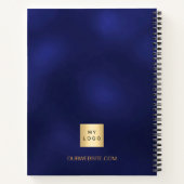 ビジネスロゴ ネイビーブルー ゴールド 名前 年 ノートブック (裏面)