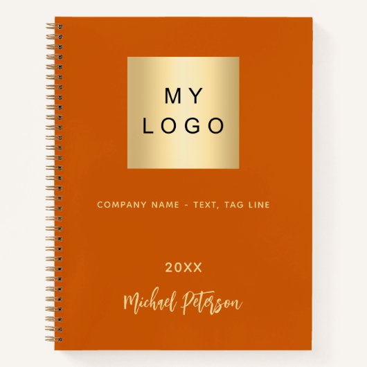 ビジネスロゴ バーンオレンジ エレガント モノグラム ノートブック (正面)