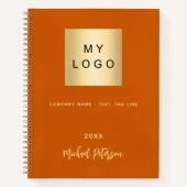 ビジネスロゴ バーントオレンジ エレガント モノグラム ノートブック (正面)