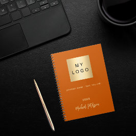ビジネスロゴ バーントオレンジ エレガント モノグラム ノートブック
