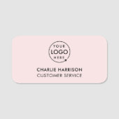 ビジネスロゴ |ピンクモダンの社員スタッフ 名札 (正面)