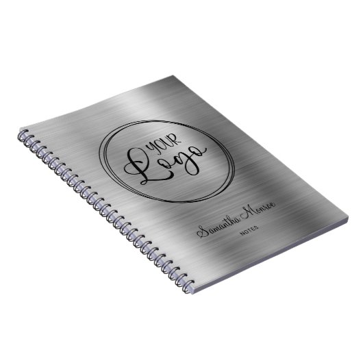 ビジネスロゴ フェイクシルバーオンブレーフォイル ミーティング ノートブック (右側)