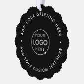 ビジネスロゴ |ブラックミニマルモダンリストクリスマス オーナメントカード (左)