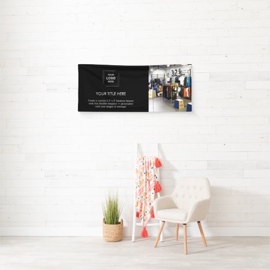 ビジネスロゴ |ブラックモダンプロモーション写真6' 横断幕 (インサイチュ)