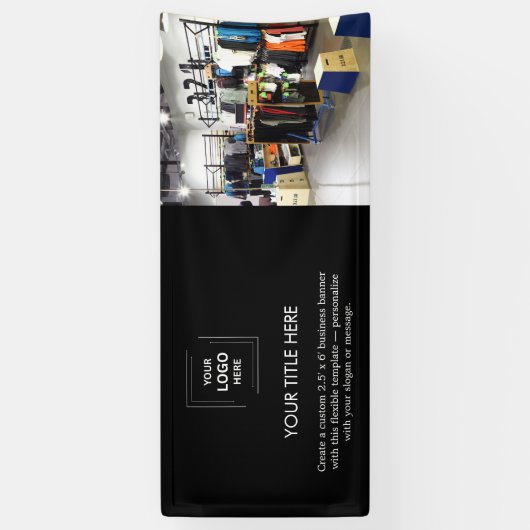 ビジネスロゴ |ブラックモダンプロモーション写真6' 横断幕 (縦)