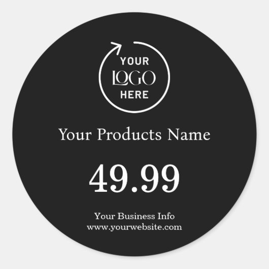 ビジネスロゴ |ブラック製品価格ラベルシール ラウンドシール (正面)