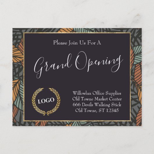 ビジネスロゴ・プロモーション葉企業の金ゴールド ポストカード (正面)