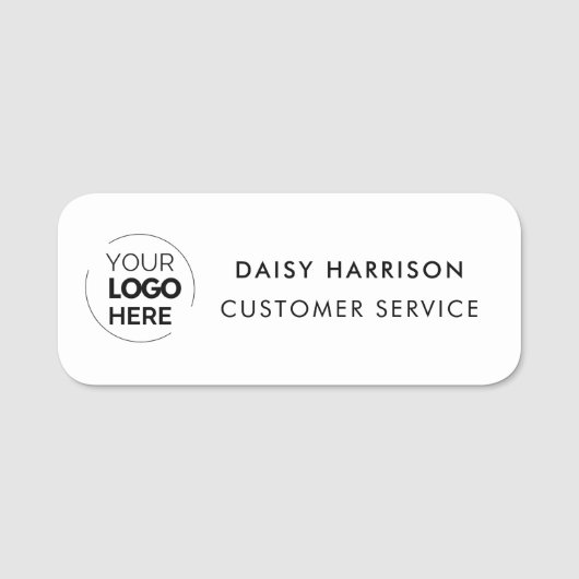 ビジネスロゴ |ホワイトカスタム社員スタッフ 名札 (正面)