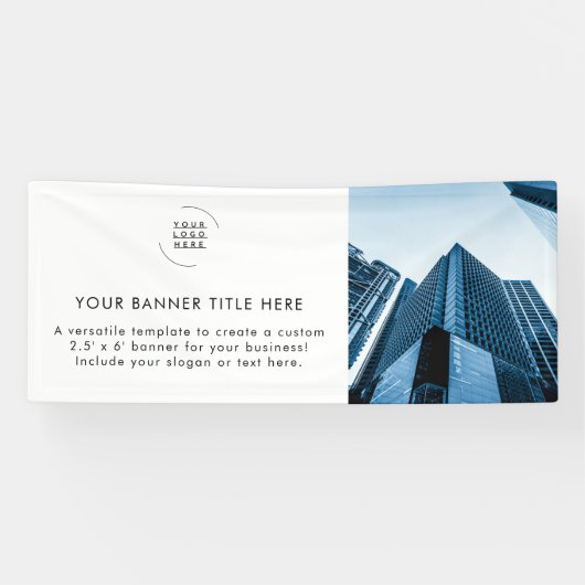 ビジネスロゴ |ホワイトモダンミニマリスト写真6' 横断幕 (横)