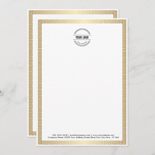 ビジネスロゴ |ミニマモダンリストの金ゴールド縁どレット サンキューカード (正面/裏面)