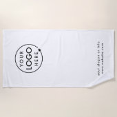 ビジネスロゴ |ミニマルシンプル主義クリーンホワイト ビーチタオル (正面)