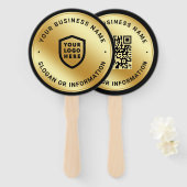 ビジネスロゴ |ミニマルシンプル主義クリーン金ゴールド ハンドファン (正面&裏面)