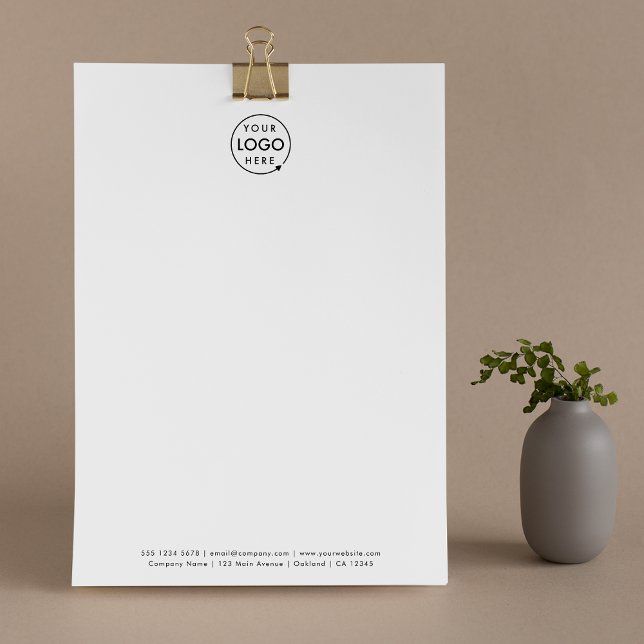 ビジネスロゴ |ミニマルモダンリストクリーンシンプル レターヘッド (Modern minimalist white business letterhead by Guava - clean, sleek, and professional)