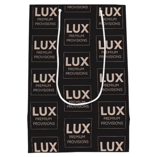 ビジネスロゴ ミニマル ブラック オールオーバー印刷 ミディアムペーパーバッグ (裏面)