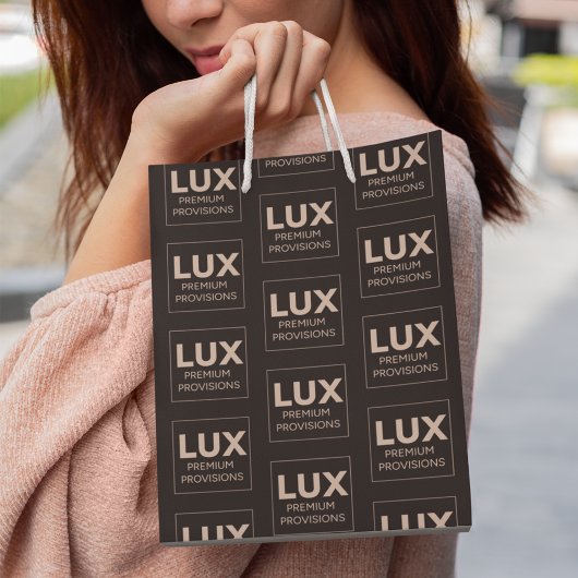 ビジネスロゴ ミニマル ブラック オールオーバー印刷 ミディアムペーパーバッグ