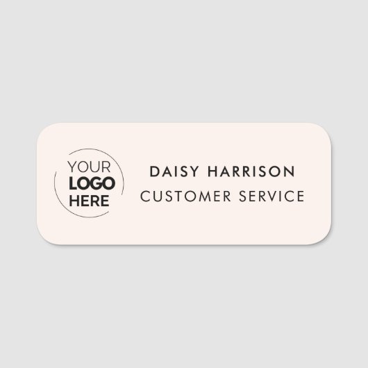 ビジネスロゴ |ライトピンクカスタムの従業員 名札 (正面)