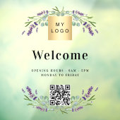 ビジネスロゴ ラベンダー ウェルカム オープニング QRコード ウィンドウサイン (シート3)