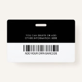 ビジネスロゴ | 写真名バーコード従業員 バッジ (裏面)