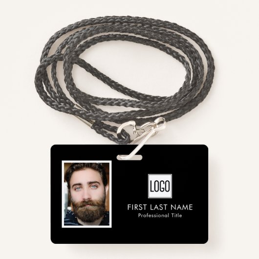 ビジネスロゴ | 写真名バーコード従業員 バッジ (正面ランヤード)