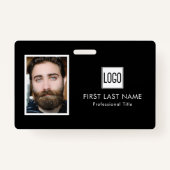 ビジネスロゴ | 写真名バーコード従業員 バッジ (正面)