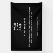 ビジネスロゴ&文字プロフェッショナルブラック&ホワイト 横断幕 (縦)