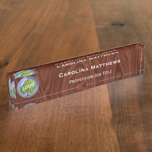 ビジネスロゴ – 木材 デスクネームプレート (側面)