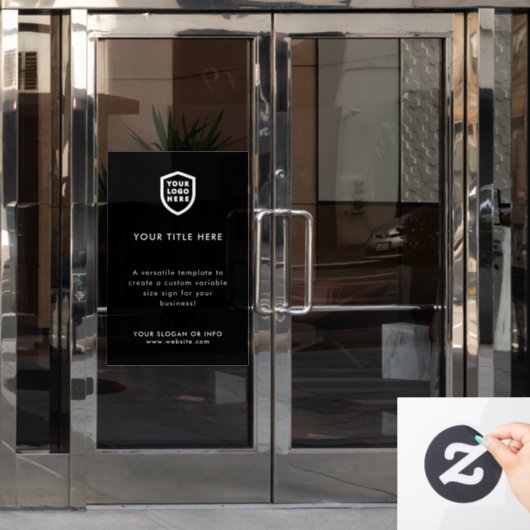 ビジネスロゴ |独自の黒を作モダン成 ウィンドウサイン (オフィスドア)