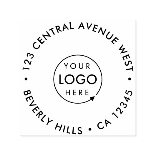ビジネスロゴ | 現代の丸型返送先住所 セルフインキングスタンプ (デザイン)