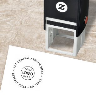 ビジネスロゴ   現代の丸型返送先住所 セルフインキングスタンプ