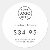 ビジネスロゴ |白シンプル価格ラベルシール ラウンドシール (正面)