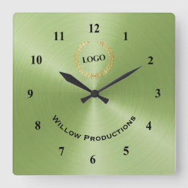 ビジネスロゴ（緑） スクエア壁時計