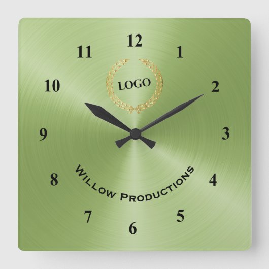 ビジネスロゴ（緑） スクエア壁時計 (正面)