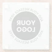 ビジネスロゴ&編集可能文字ホワイト&ブラック ガラスコースター (裏面)