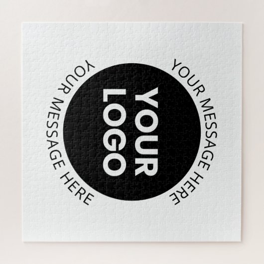 ビジネスロゴ&編集可能文字ホワイト&ブラック ジグソーパズル (横)