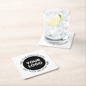 ビジネスロゴ&編集可能文字ホワイト&ブラック スクエアペーパーコースター (インサイチュ)