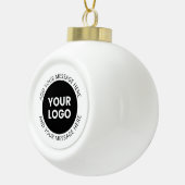 ビジネスロゴ&編集可能文字ホワイト&ブラック セラミックボールオーナメント (右)