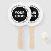 ビジネスロゴ&編集可能文字ホワイト&ブラック ハンドファン (正面&裏面)