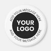 ビジネスロゴ&編集可能文字ホワイト&ブラック マグネット (正面)