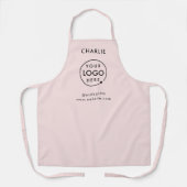 ビジネスロゴ |赤面ピンクの従業員スタッフ名 エプロン (正面)