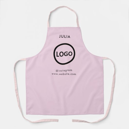 ビジネスロゴ |赤面ピンクの従業員スタッフ名 エプロン (正面)