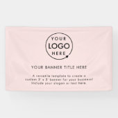 ビジネスロゴ |赤面ピンクプロフェッショナル5'バナー 横断幕 (横)