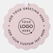 ビジネスロゴ |赤面ピンクモダンのクリスマス オーナメントカード (正面)