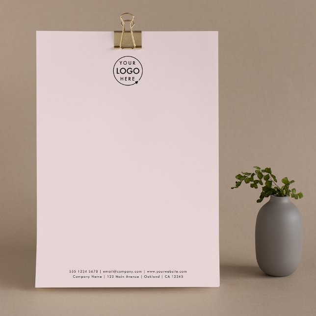 ビジネスロゴ |赤面ピンクモダンミニマル レターヘッド (Modern feminine blush pink business letterhead by Guava - clean, sleek, and professional)