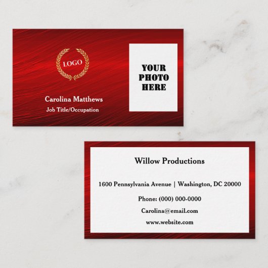 ビジネスロゴ(赤)の写真 名刺 (正面/裏面)