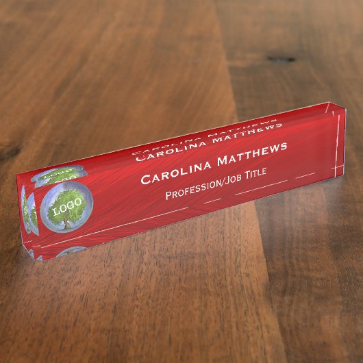 ビジネスロゴ（赤） デスクネームプレート (側面)