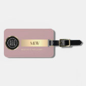 ビジネスロゴ – 金ゴールドメタルモノグラムの名 ラゲッジタグ (正面横)