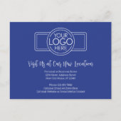 ビジネスロゴ(青)を使用した新しいアドレス変更 案内ポストカード (正面)